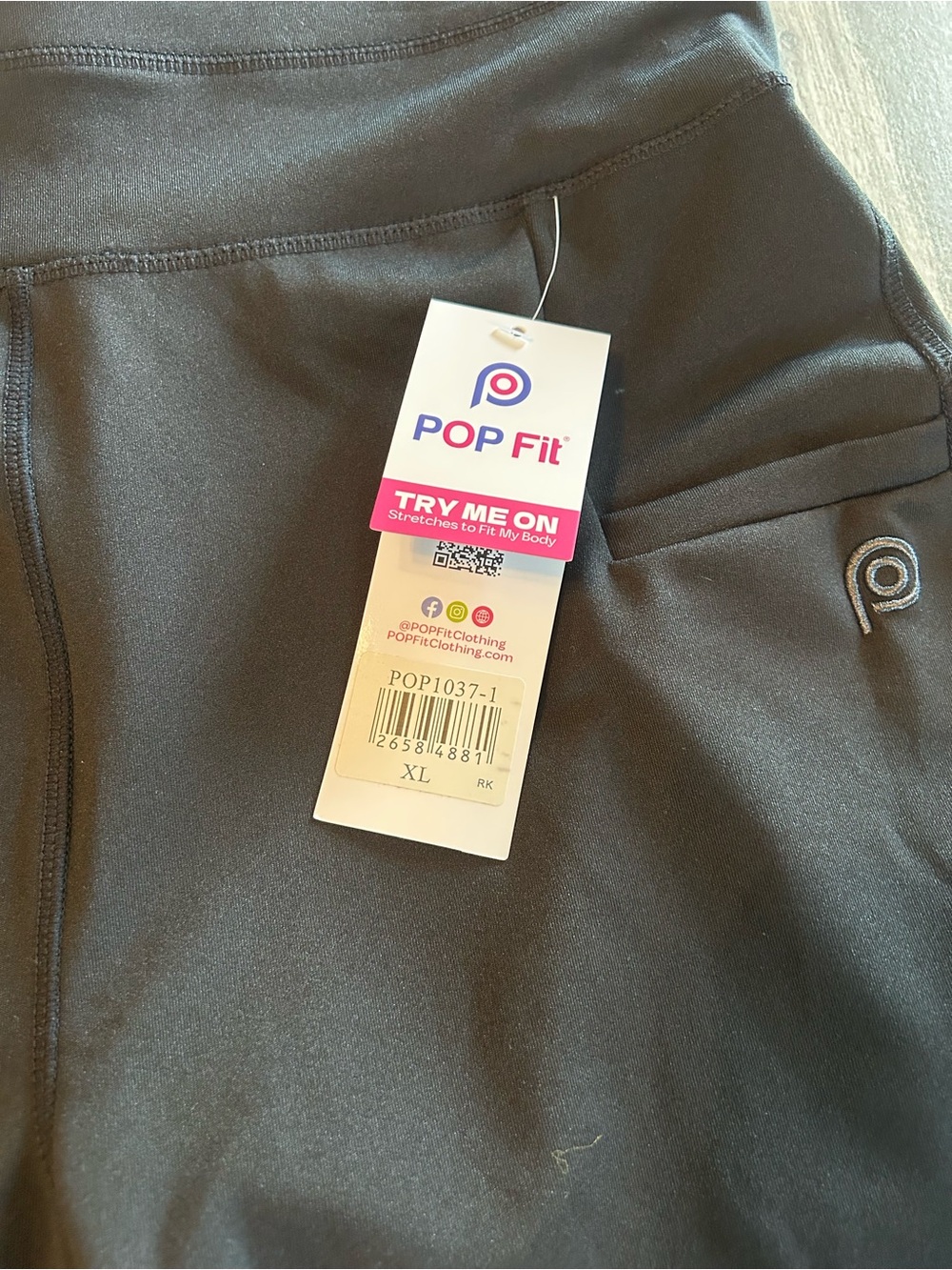 Pop Fit Women High Waisted Cropped Leggings Black XL Pockets Athleisure Gym New. - Picture 8 of 14